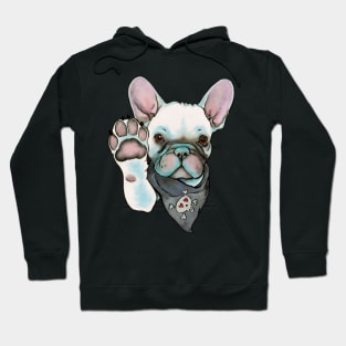 High Five French Bulldog White Hoodie